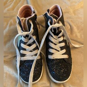SKECHERS Girl Sparkly Black High-Top Sneakers Size 3